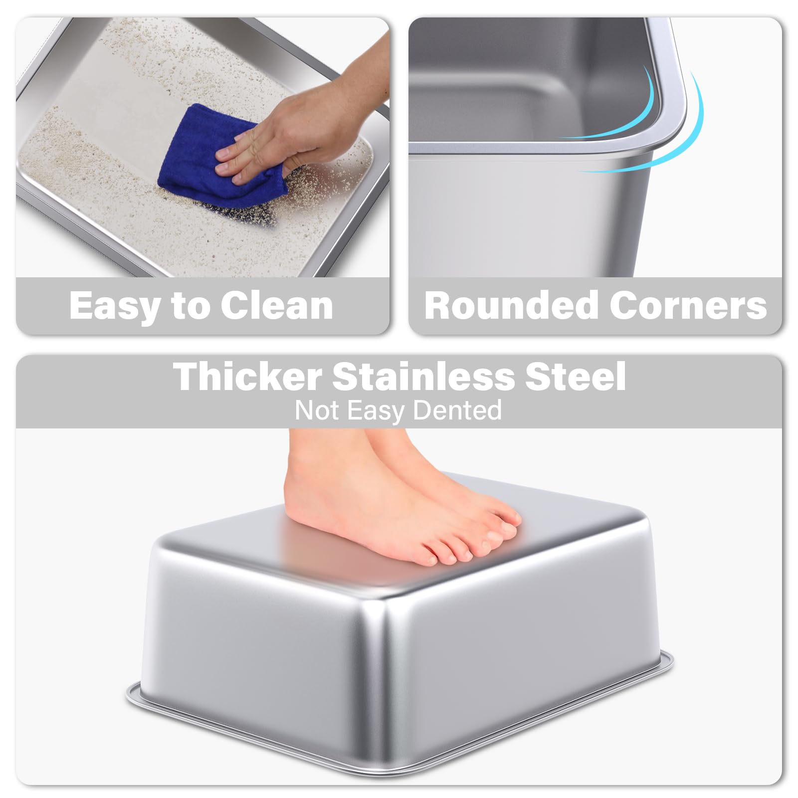 Holintan rounded-corner litter box enhances safety for curious pets.