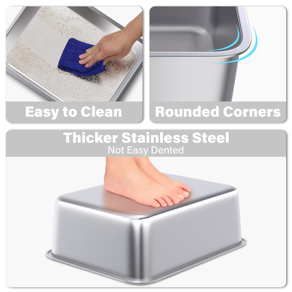 Holintan rounded-corner litter box enhances safety for curious pets.