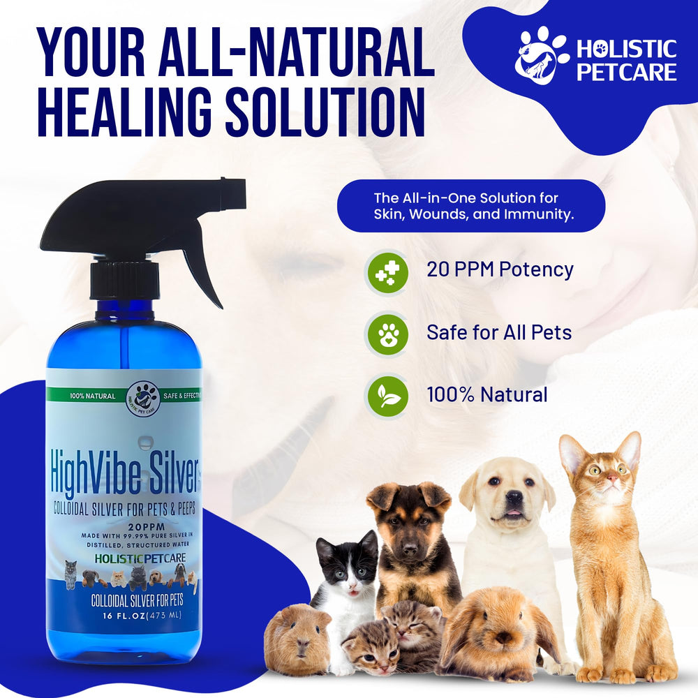 Holistic Pet Care Colloidal Silver Spray spray-action for precise wound care on pets.