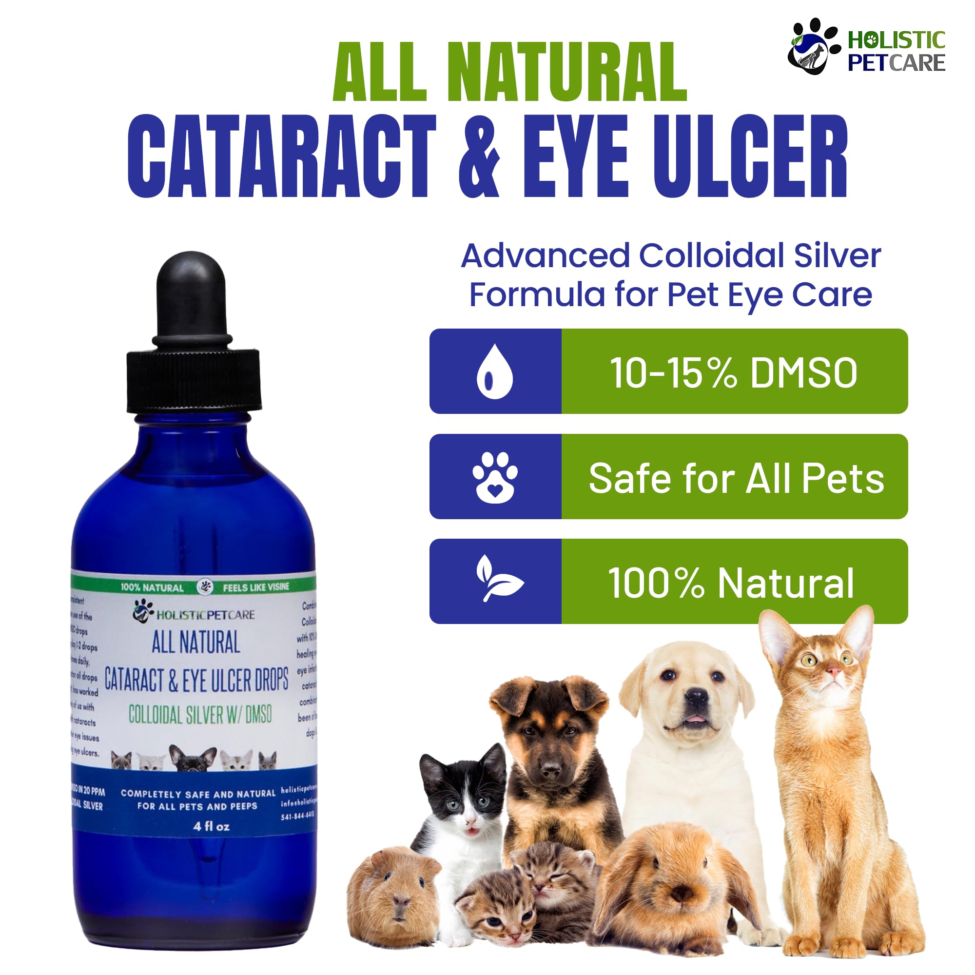 HOLISTIC PET CARE DMSO label close-up with 10-15 percent blend