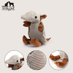 Hollypet Armadillo plush toy squeaker detail emphasizes the unique grunt sound dogs love during play.