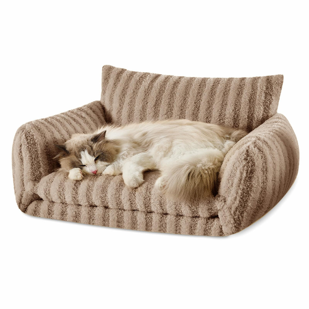 Hollypet cat bed with double-layer cushions offering snug lounging.