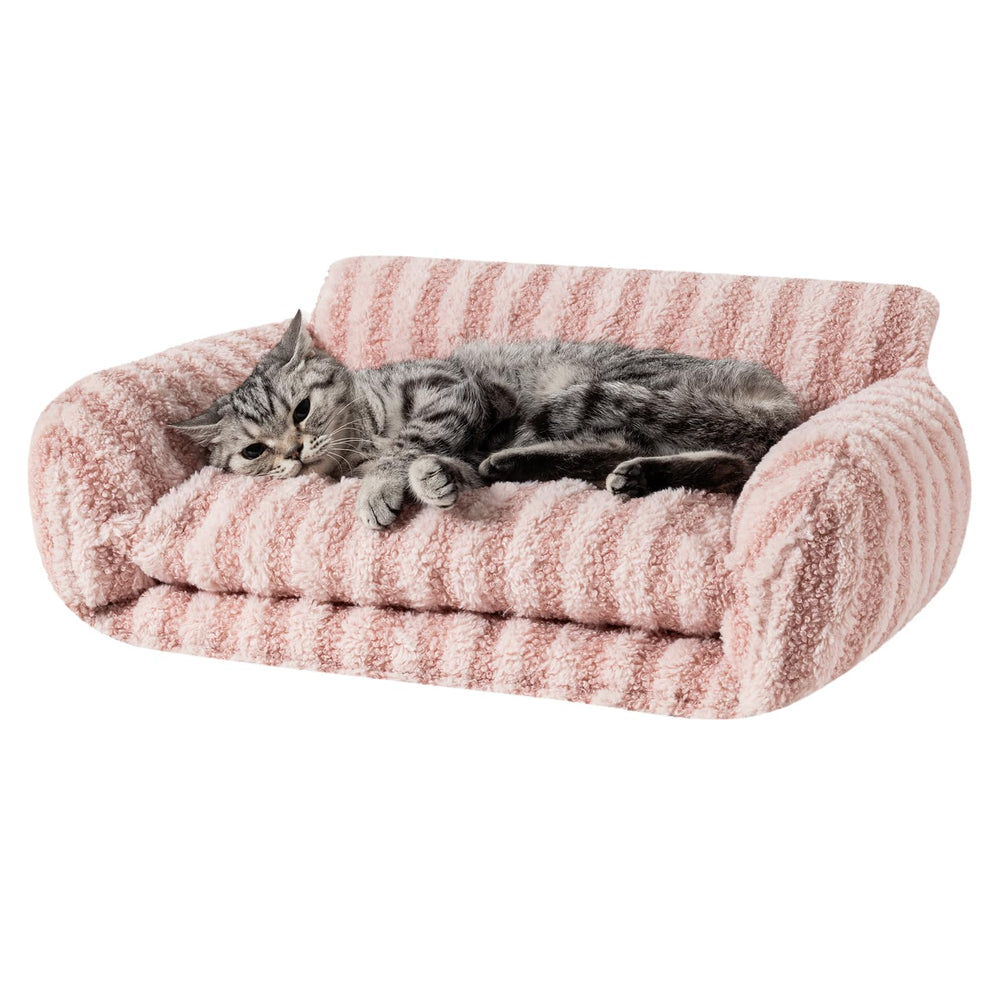 Hollypet cat bed front view pink cozy sleeping nook for small pets