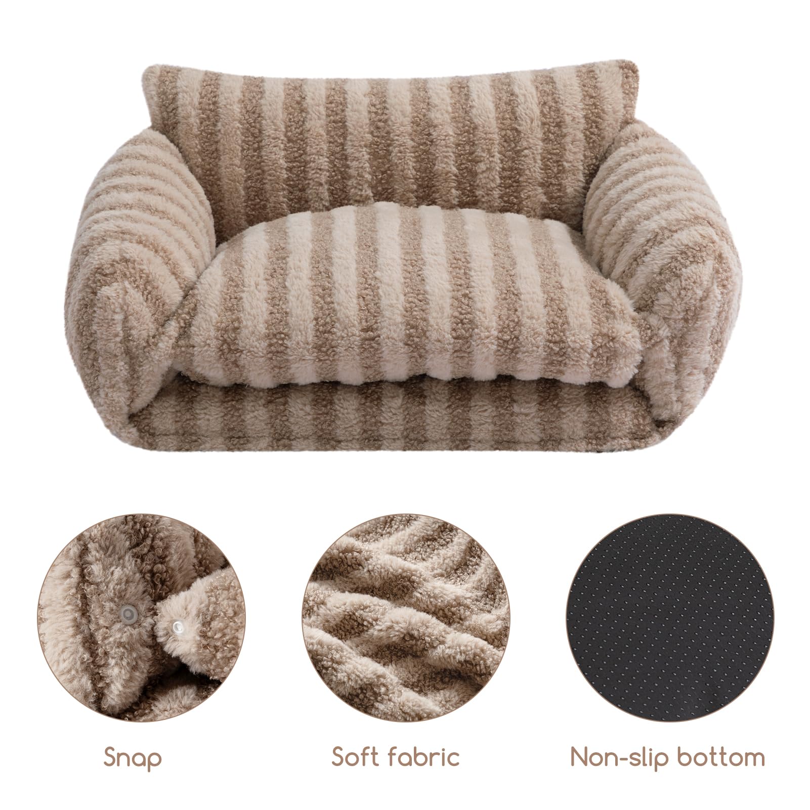 Hollypet cat bed removable cover closeup emphasizes easy machine-wash cleaning.