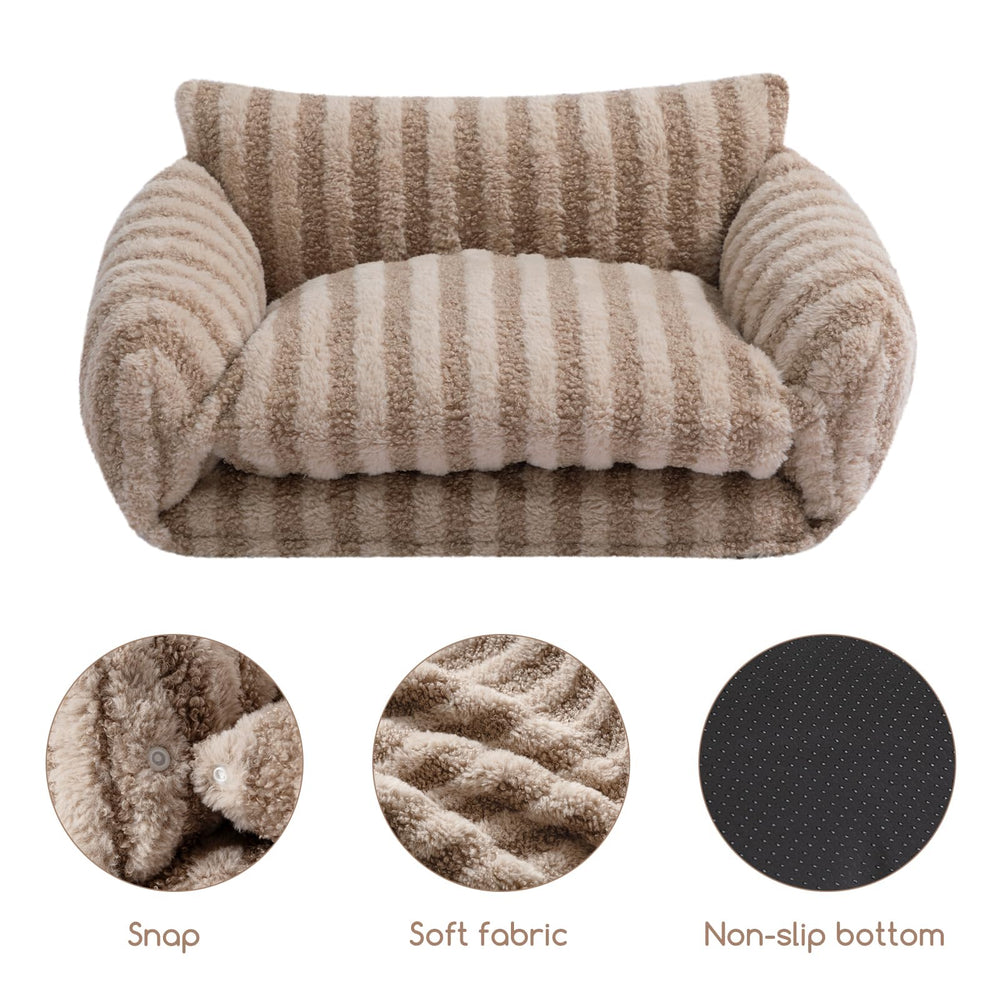 Hollypet cat bed removable cover closeup emphasizes easy machine-wash cleaning.