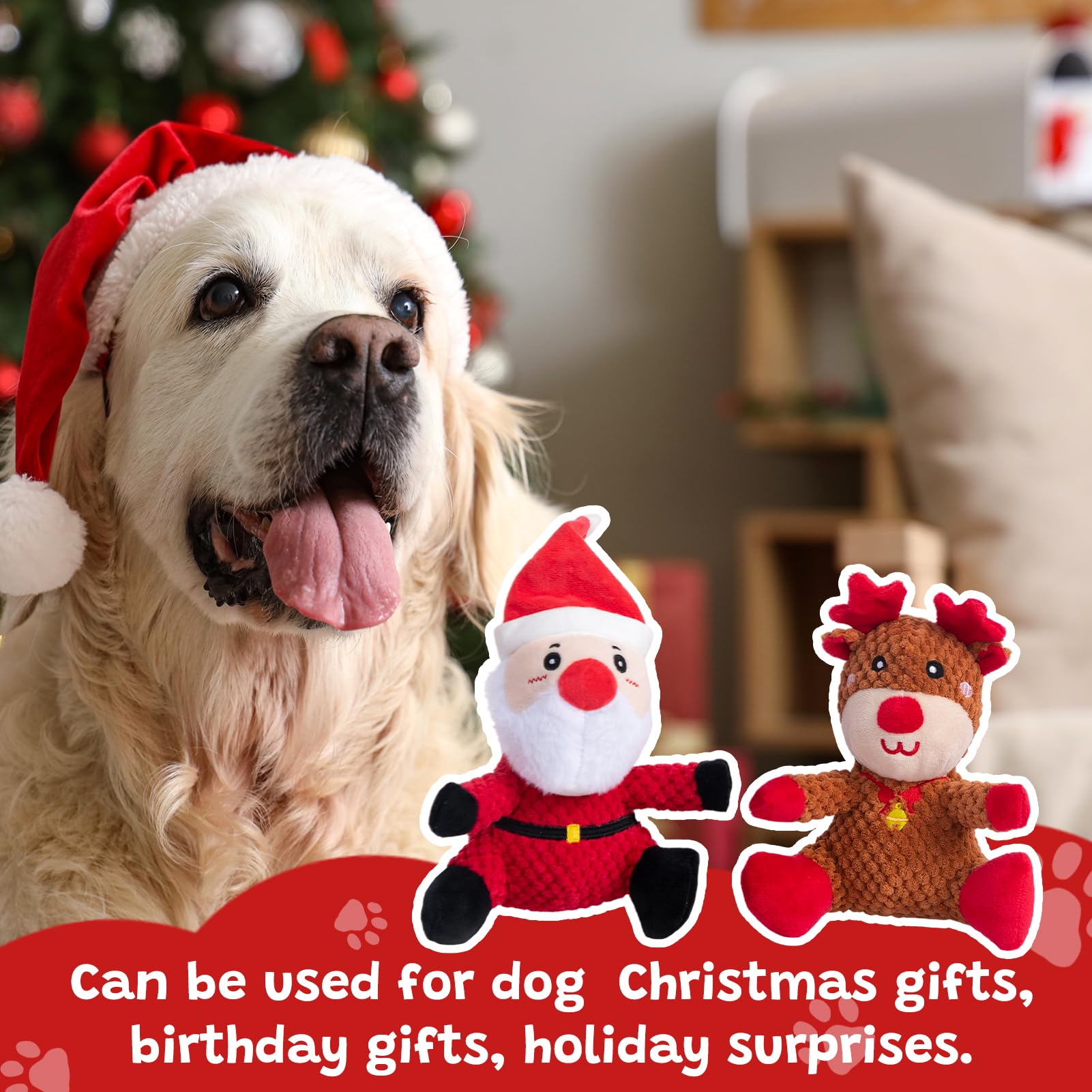Hollypet Christmas toy depicts cuddle-worthy plush that keeps dogs entertained.