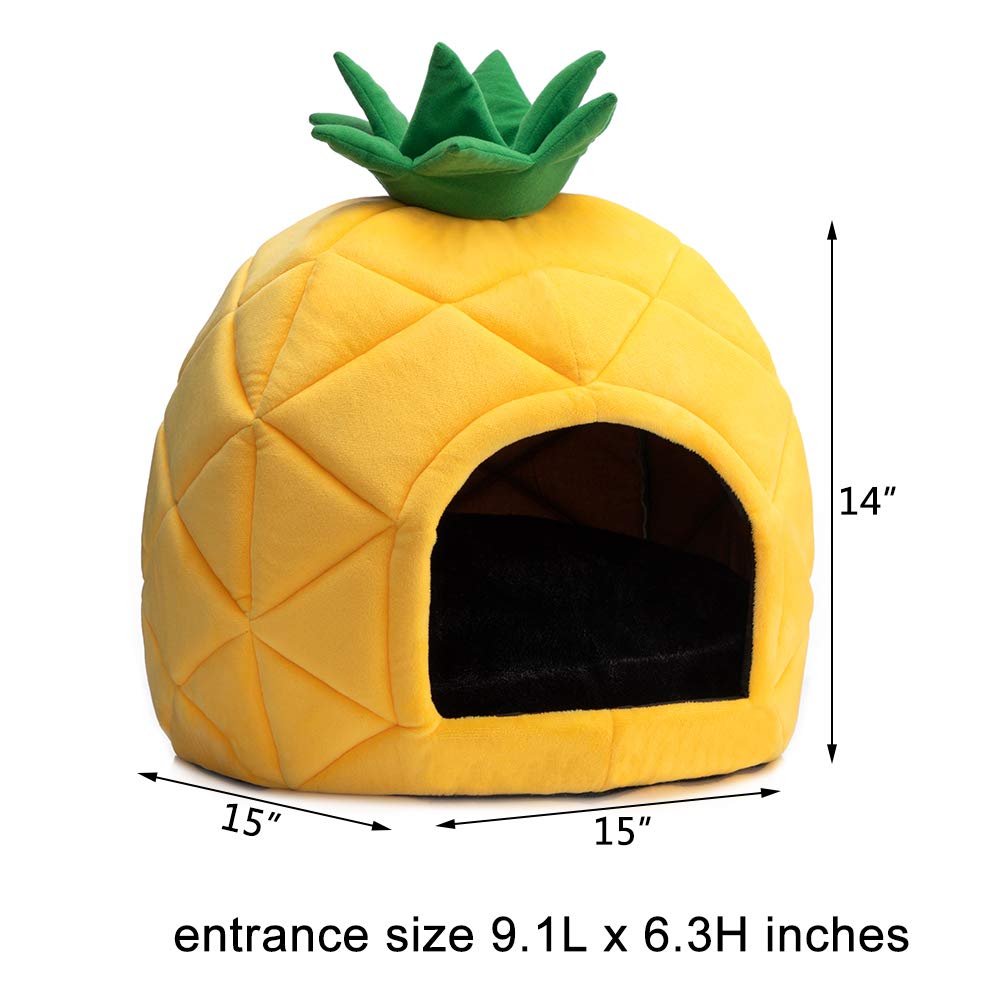 Hollypet Cozy Pineapple Bed cave interior showcases warm, cocoon-like shelter.