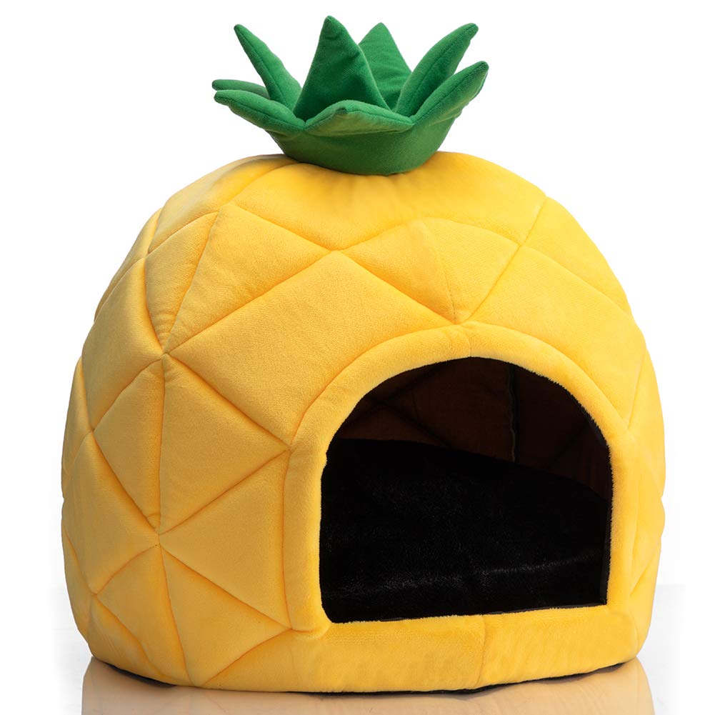 Hollypet Cozy Pineapple Bed front view provides a snug retreat for small pets.