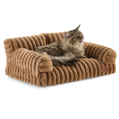 Hollypet fluffy plush pet couch cozy bed for cats and small dogs