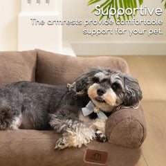 Hollypet fluffy plush pet sofa bed raised edges provide head and neck support