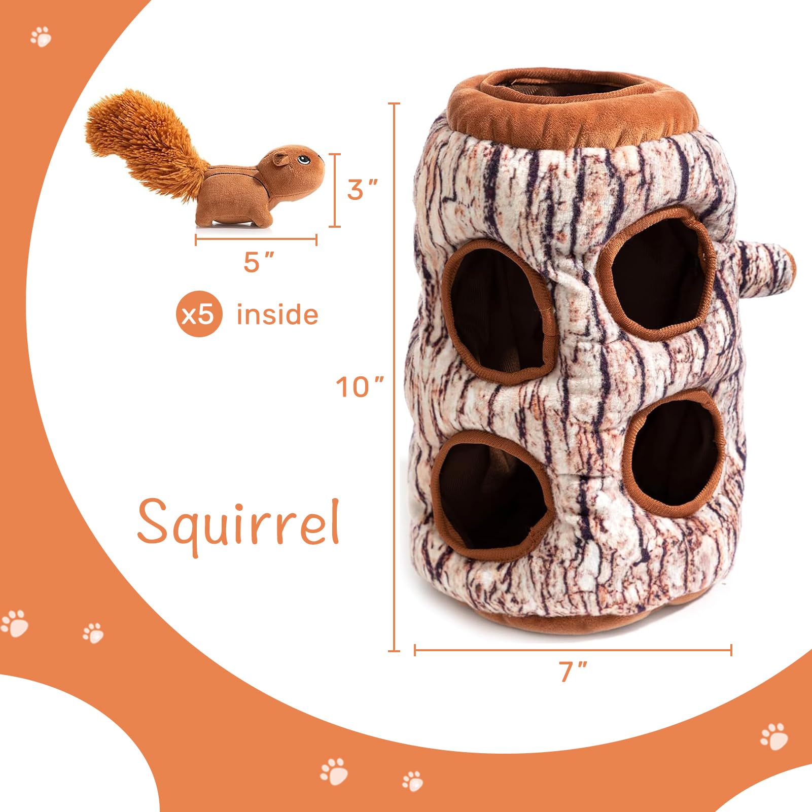 Hollypet interactive puzzle plush dog toy with wood pile offers hide-and-find challenges