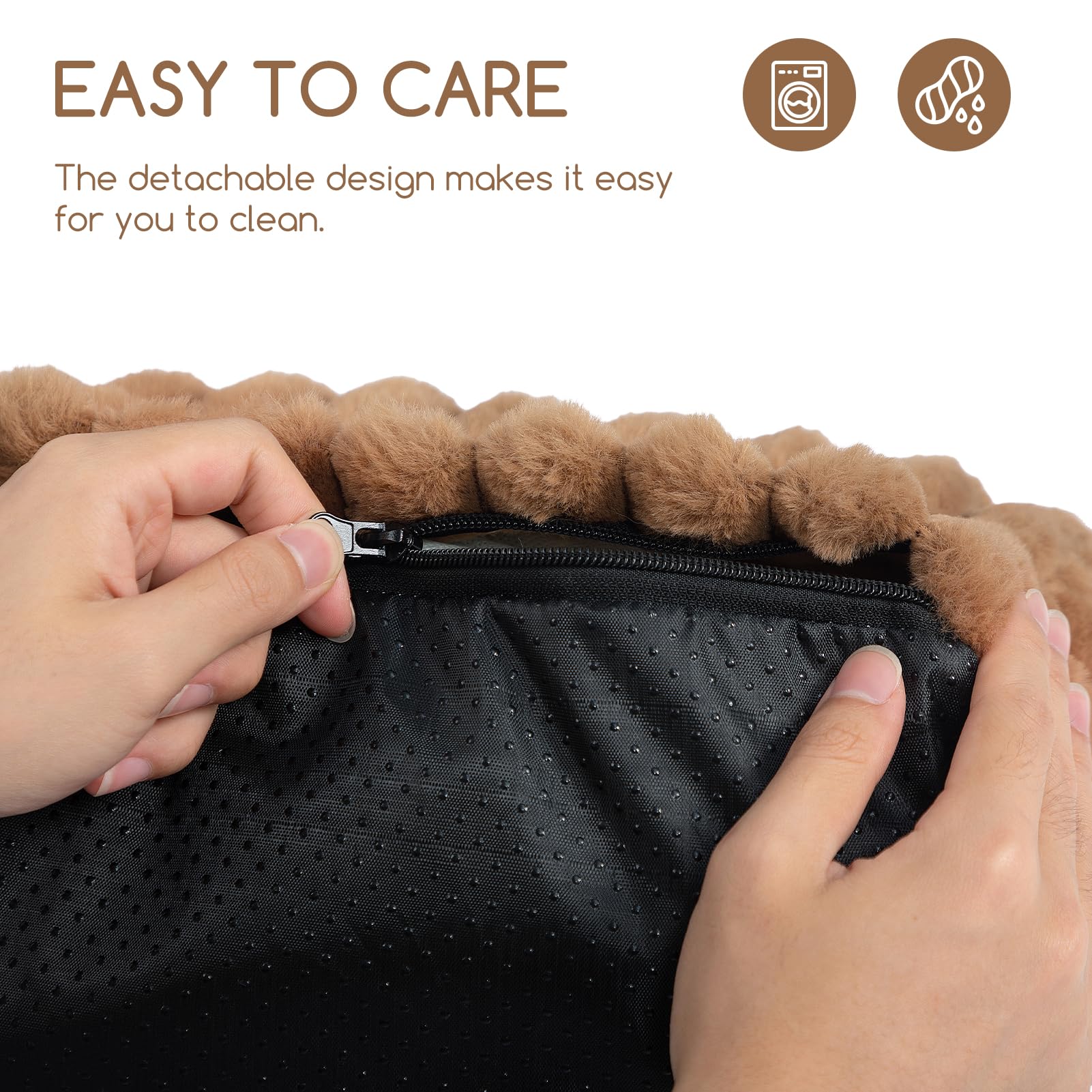 Hollypet cushion cover removed to reveal simple, quick-clean design