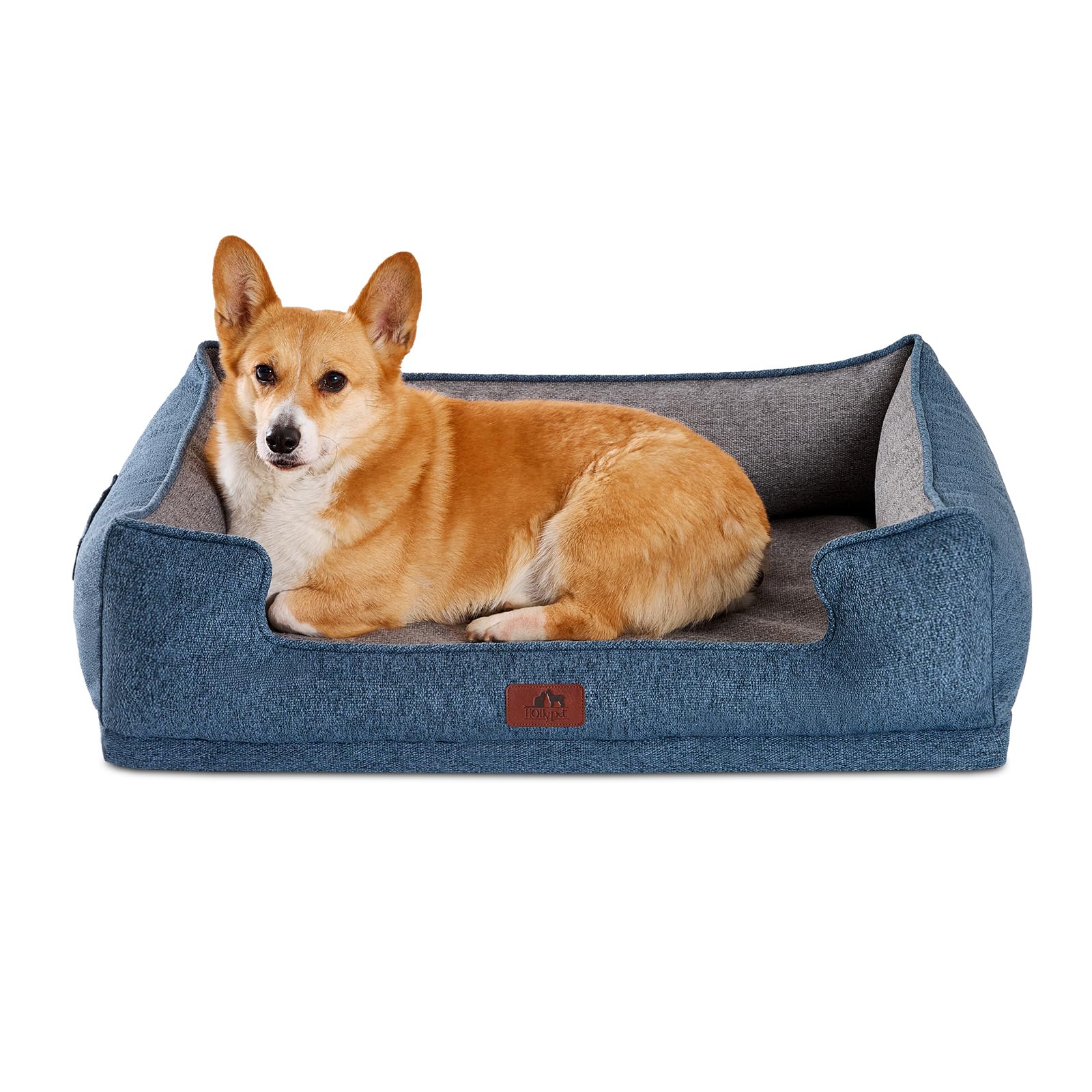 Hollypet Orthopedic Rectangle Dog Bed with egg-crate foam supports joints.