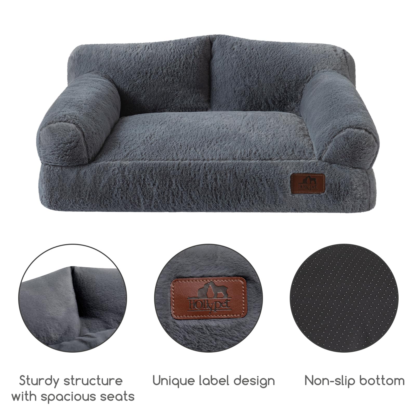 Hollypet pet couch home-decor-friendly gray blends with modern interiors.