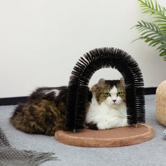 Hollypet scratcher base with soft carpet invites paw scratching while protecting furniture.