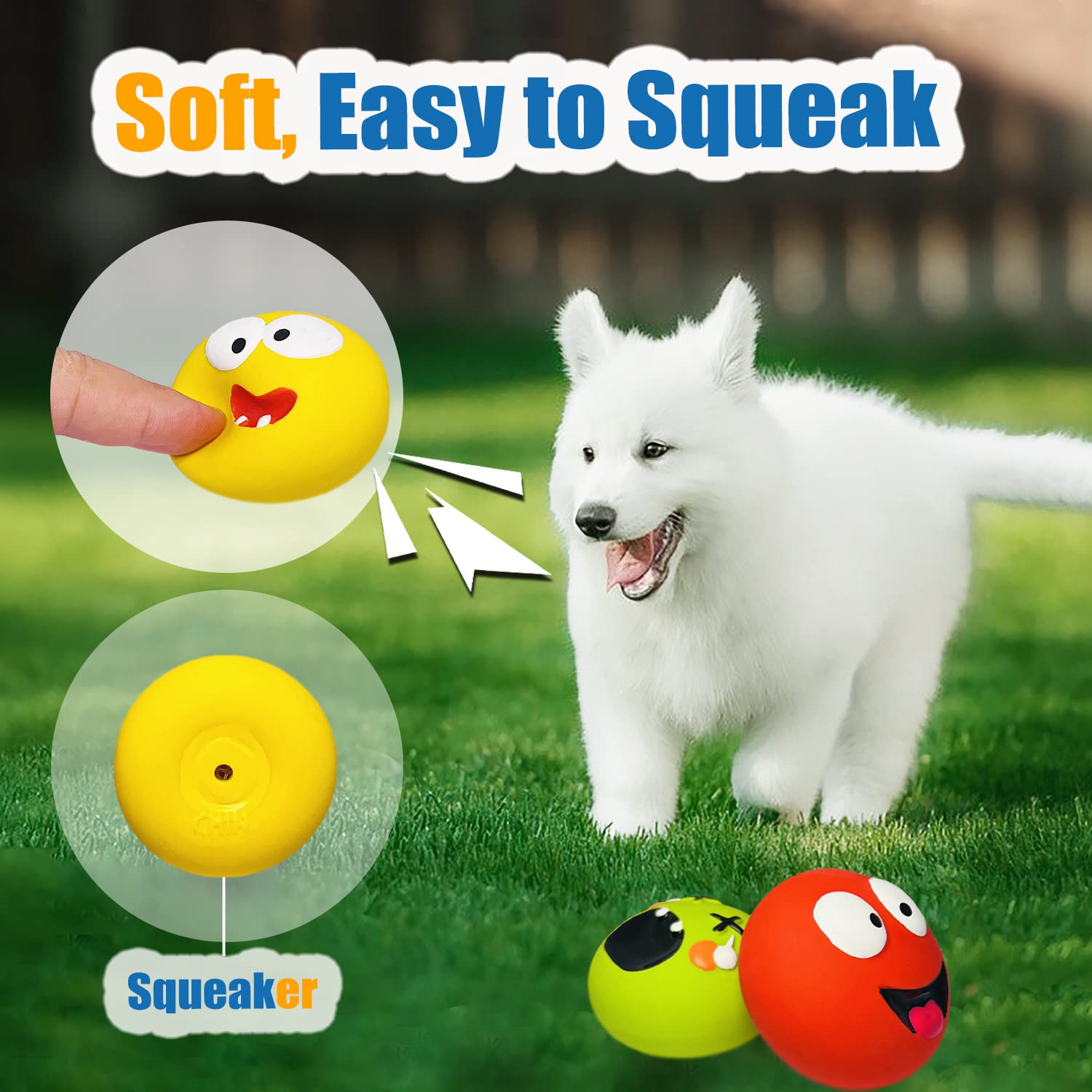 HOLYSTEED soft-squeak dog ball offers engaging sound to keep dogs entertained
