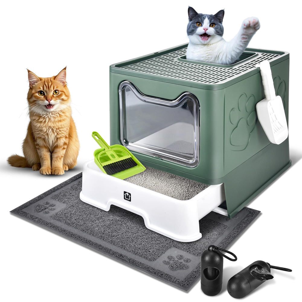 HOMAGICO cat litter box foldable extralarge front view for spacious use
