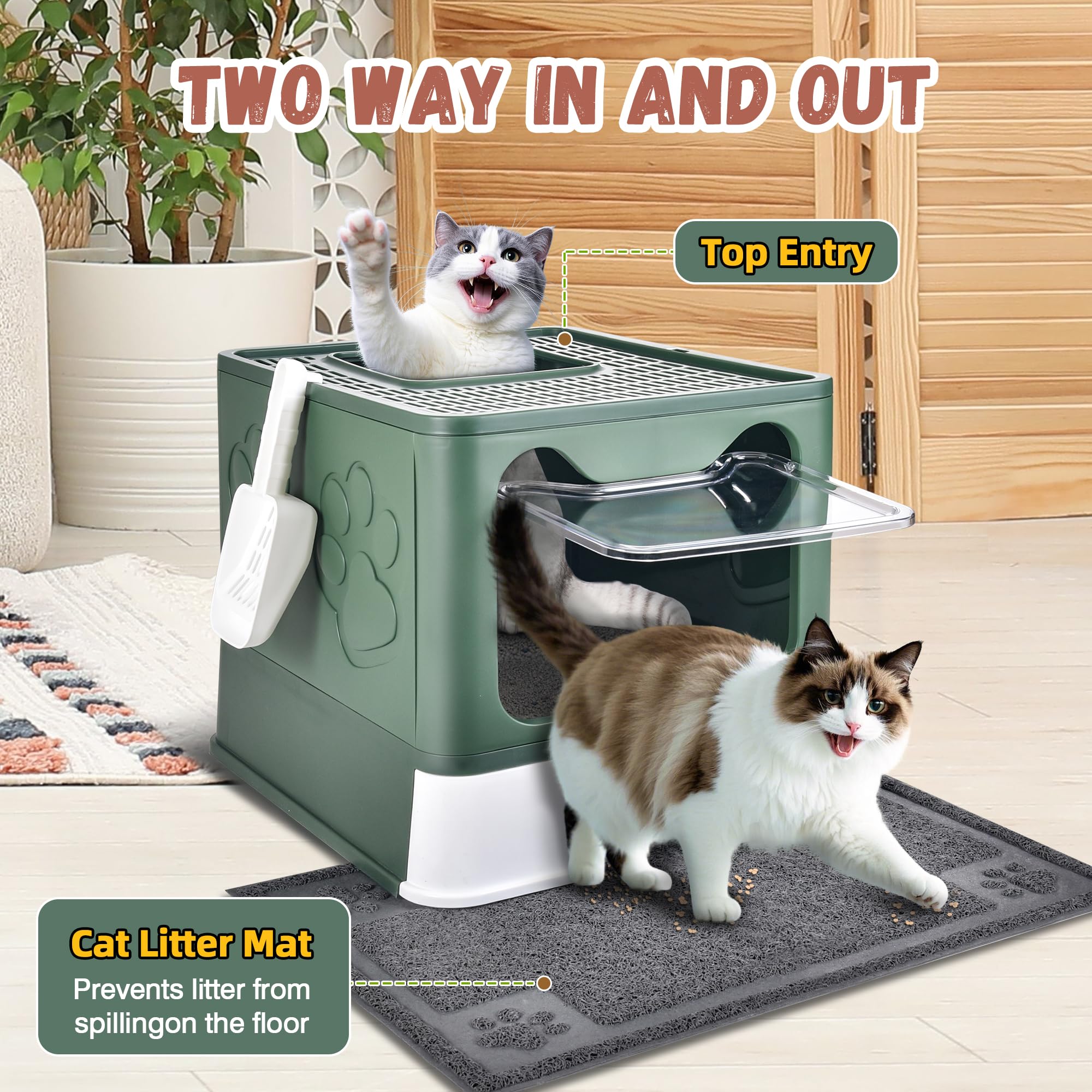 HOMAGICO cat litter box odor-control design helps keep indoor air fresher