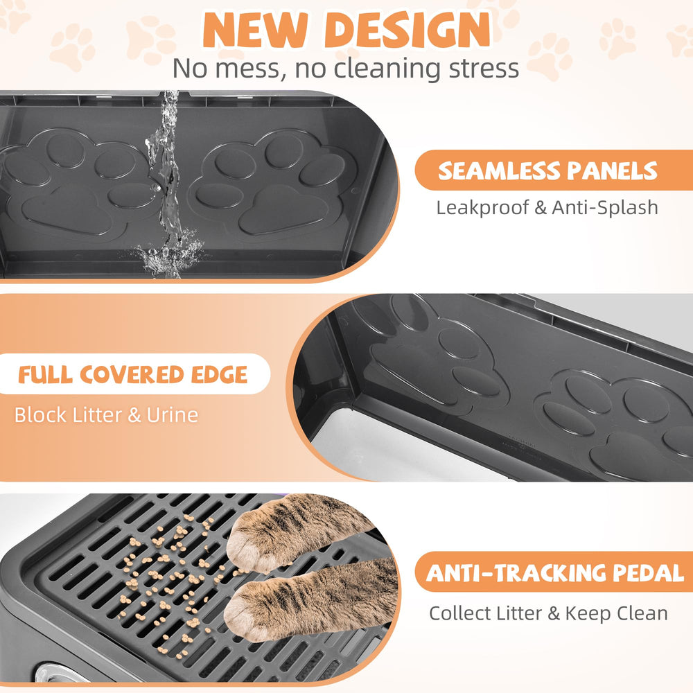 Homagico cat litter box side profile emphasizes enclosed privacy and odor containment.