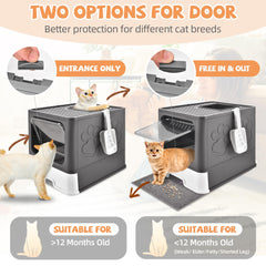 Homagico cat litter box two-entry-doors shows versatile entry options for cats.