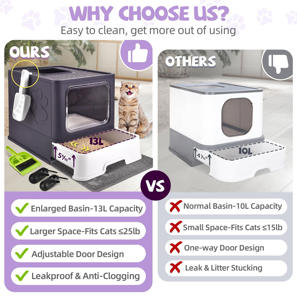 Homagico drawer-litter-box-drawer-open shows convenient, time-saving cleaning design.