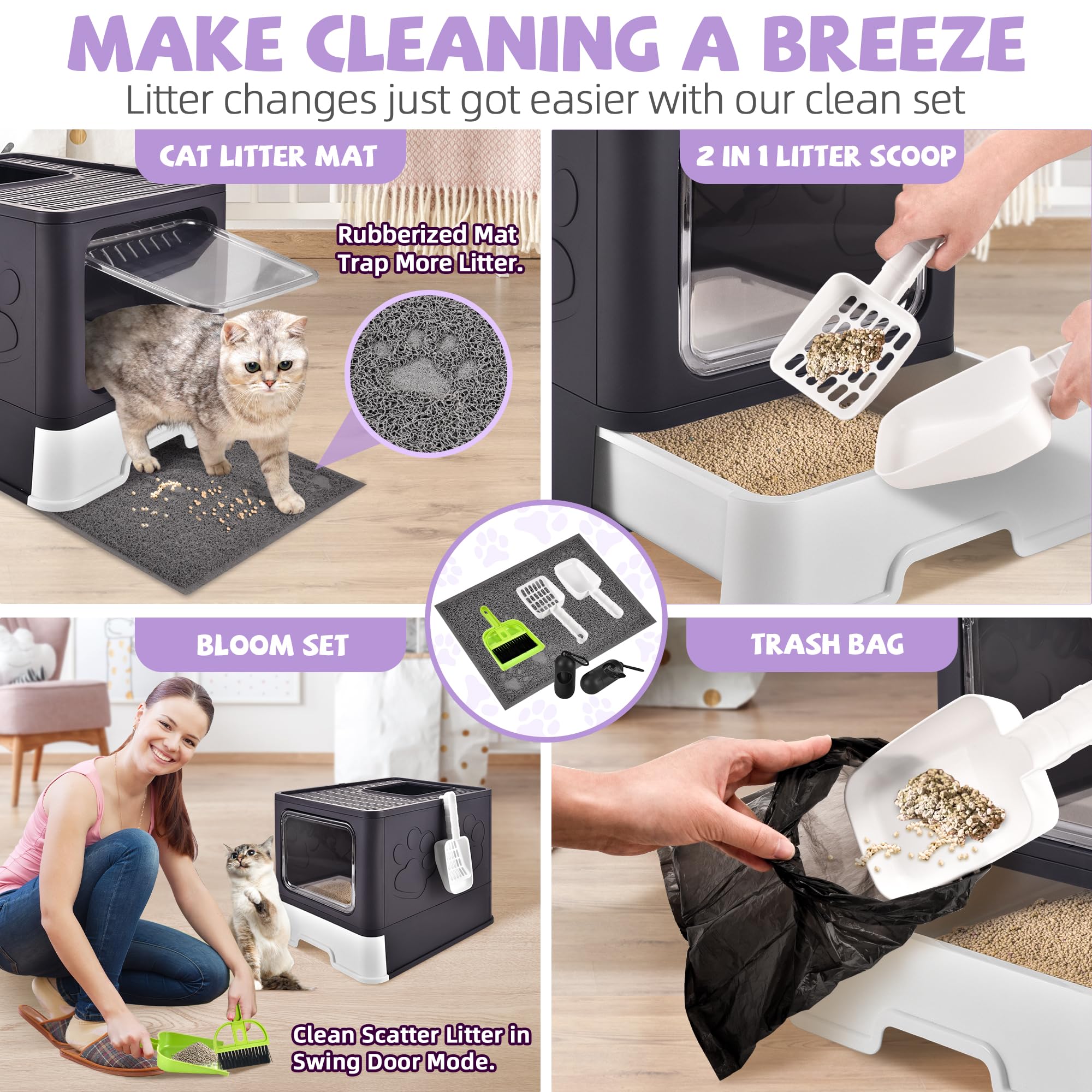 Homagico easy-cleaning-kit includes mat and tools for quick maintenance.