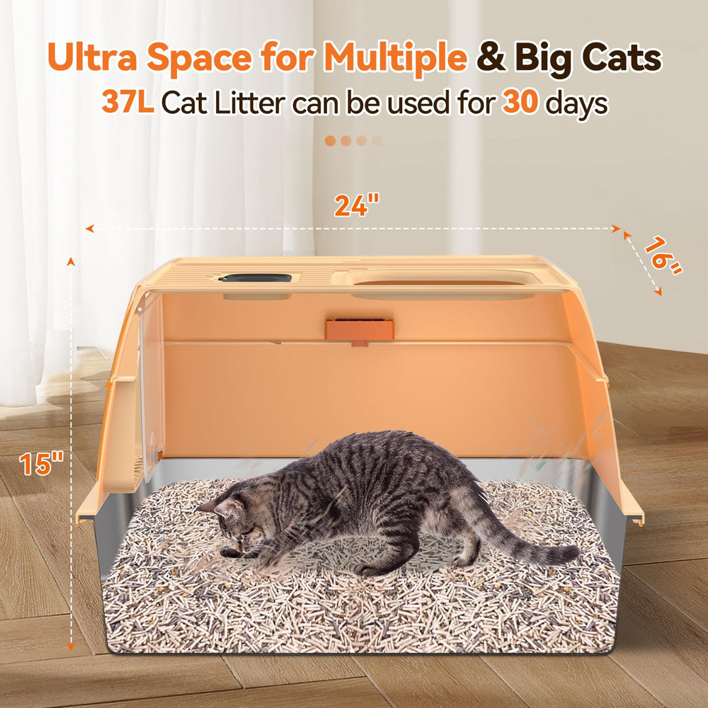 HOMAGICO 37L capacity litter box highlights space for large cats.