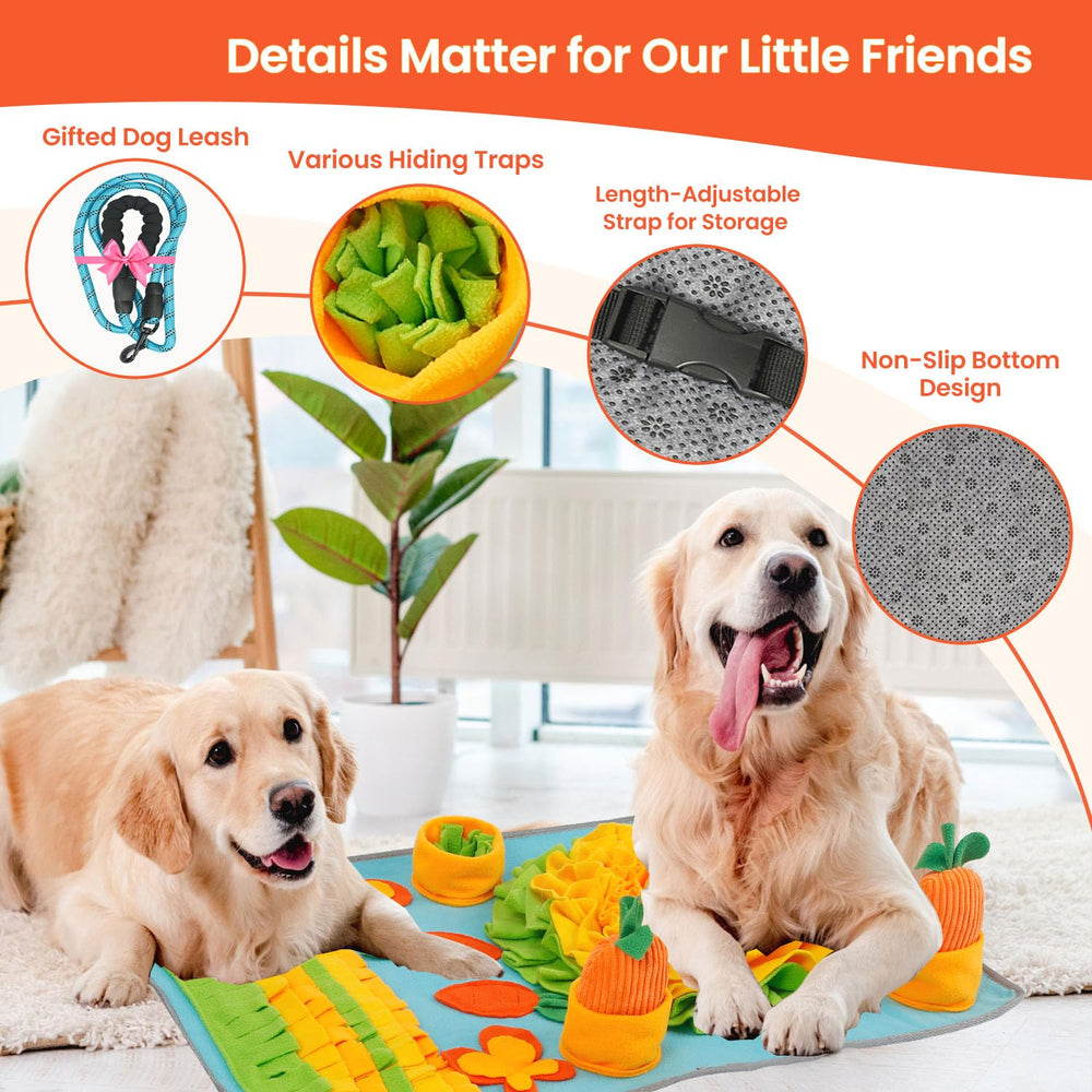 HOMAGICO Snuffle Mat carrot toys included for added play.