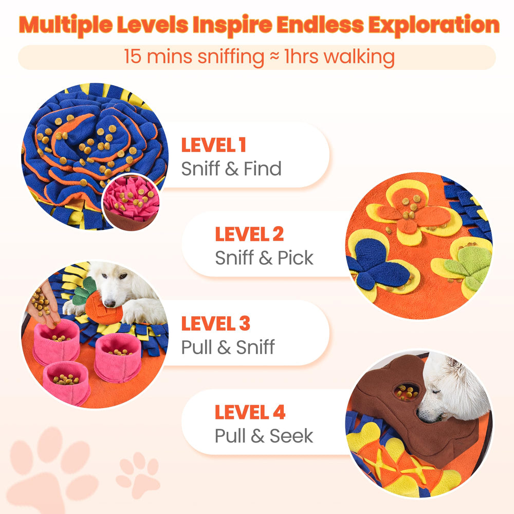 HOMAGICO Snuffle Mat 32x20 closeup reveals hidden treasure pockets for slow feeding.