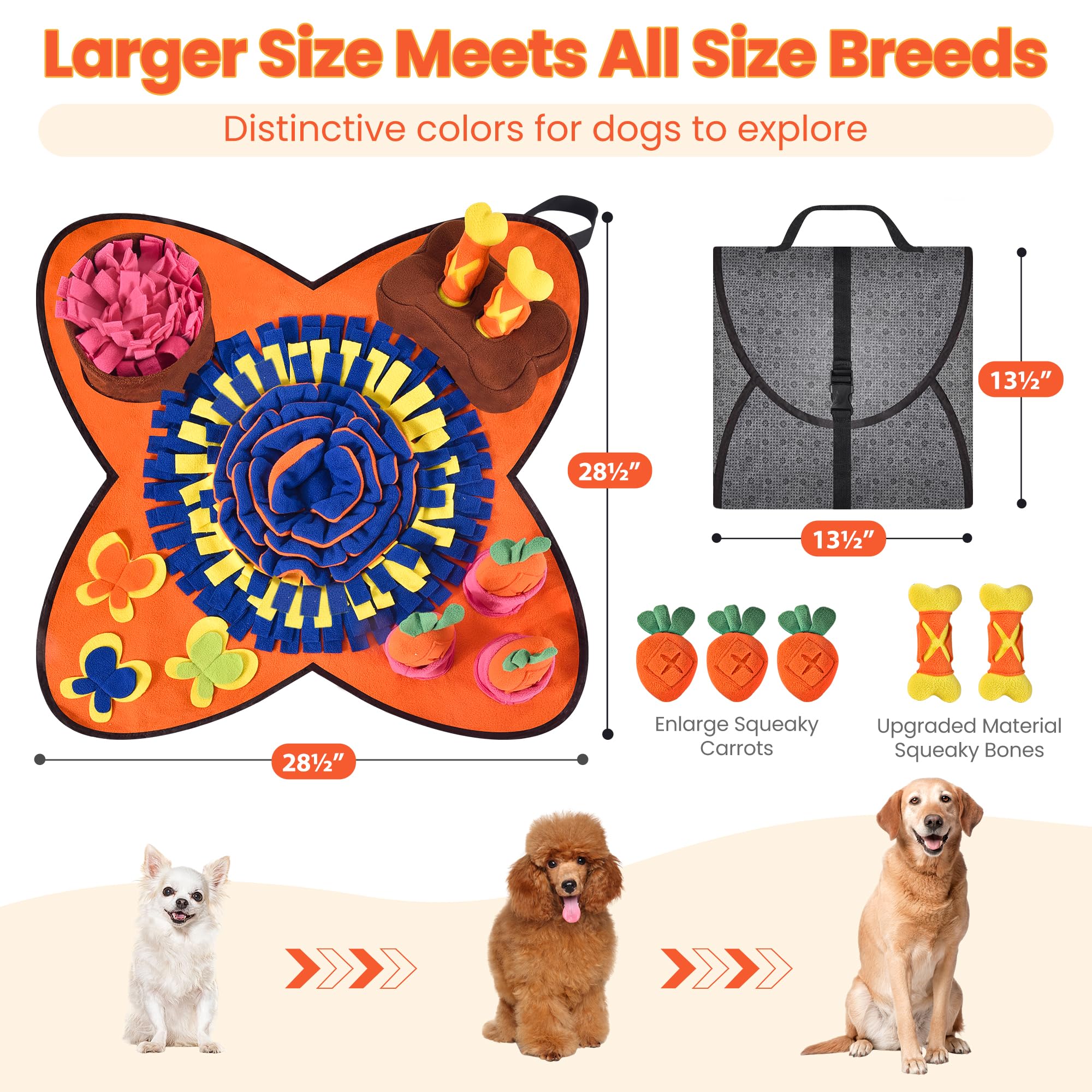 HOMAGICO Snuffle Mat 32x20 top-down foraging emphasizes scent-based play and mental exercise.