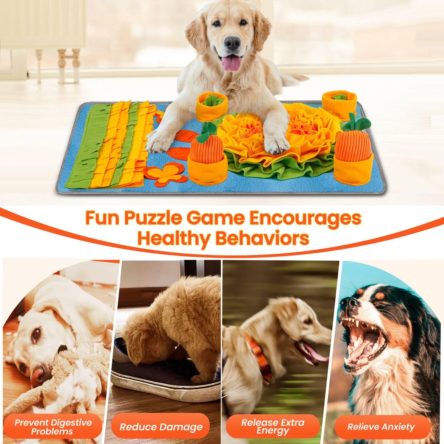 HOMAGICO Snuffle Mat non-slip bottom and easy washing.