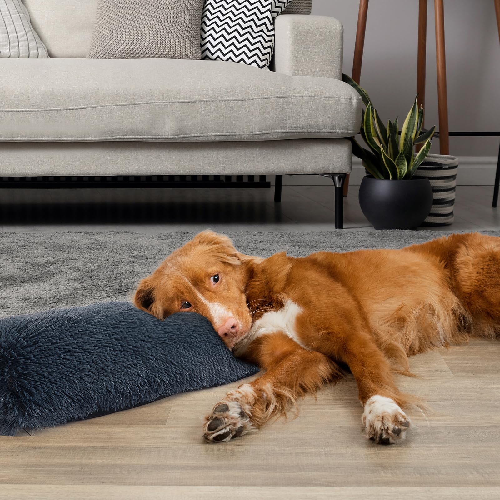 HOMBYS 25-inch dog pillow closeup texture shows soft, durable faux fur