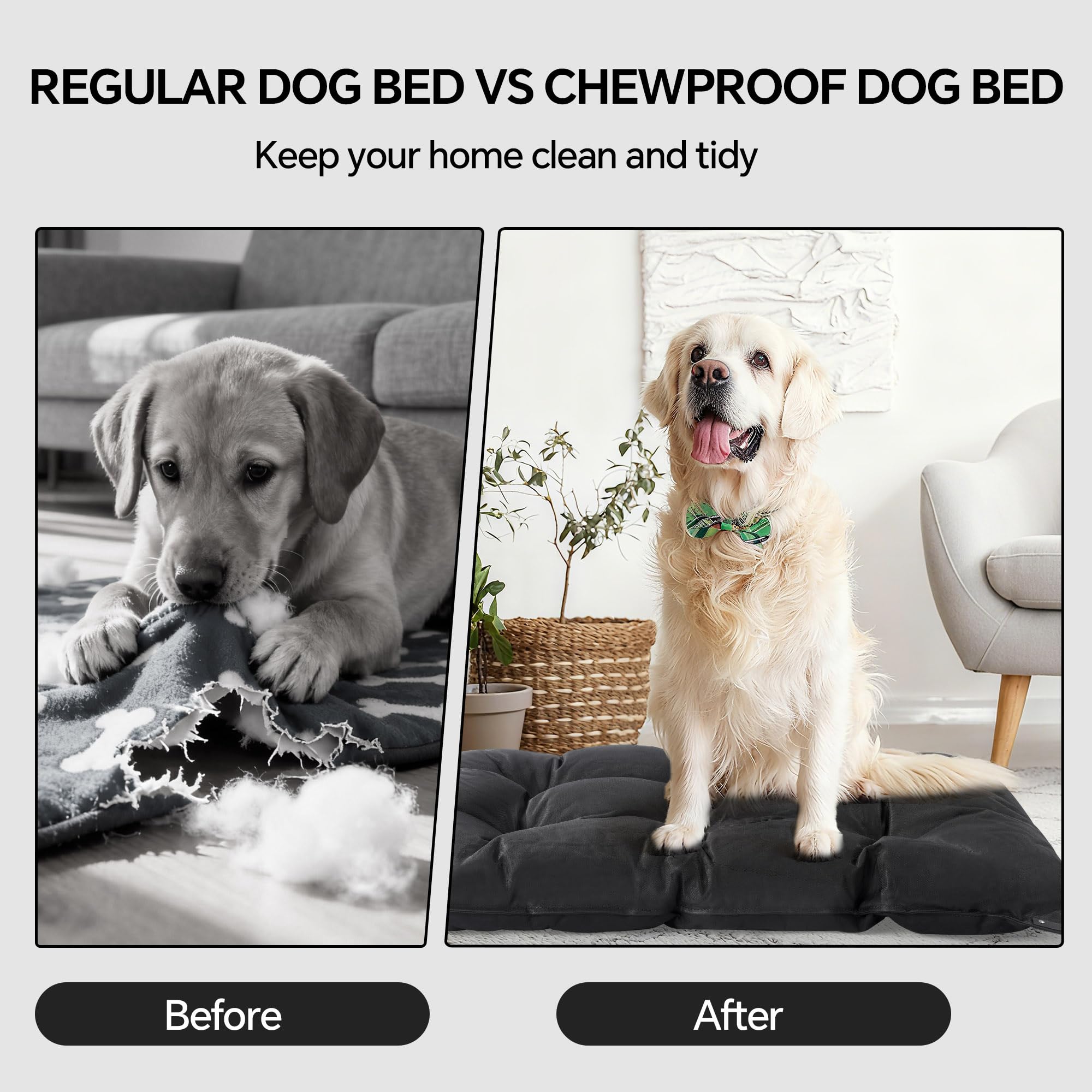 HOMBYS chew-proof bed easy-clean seams simplify maintenance and longevity.