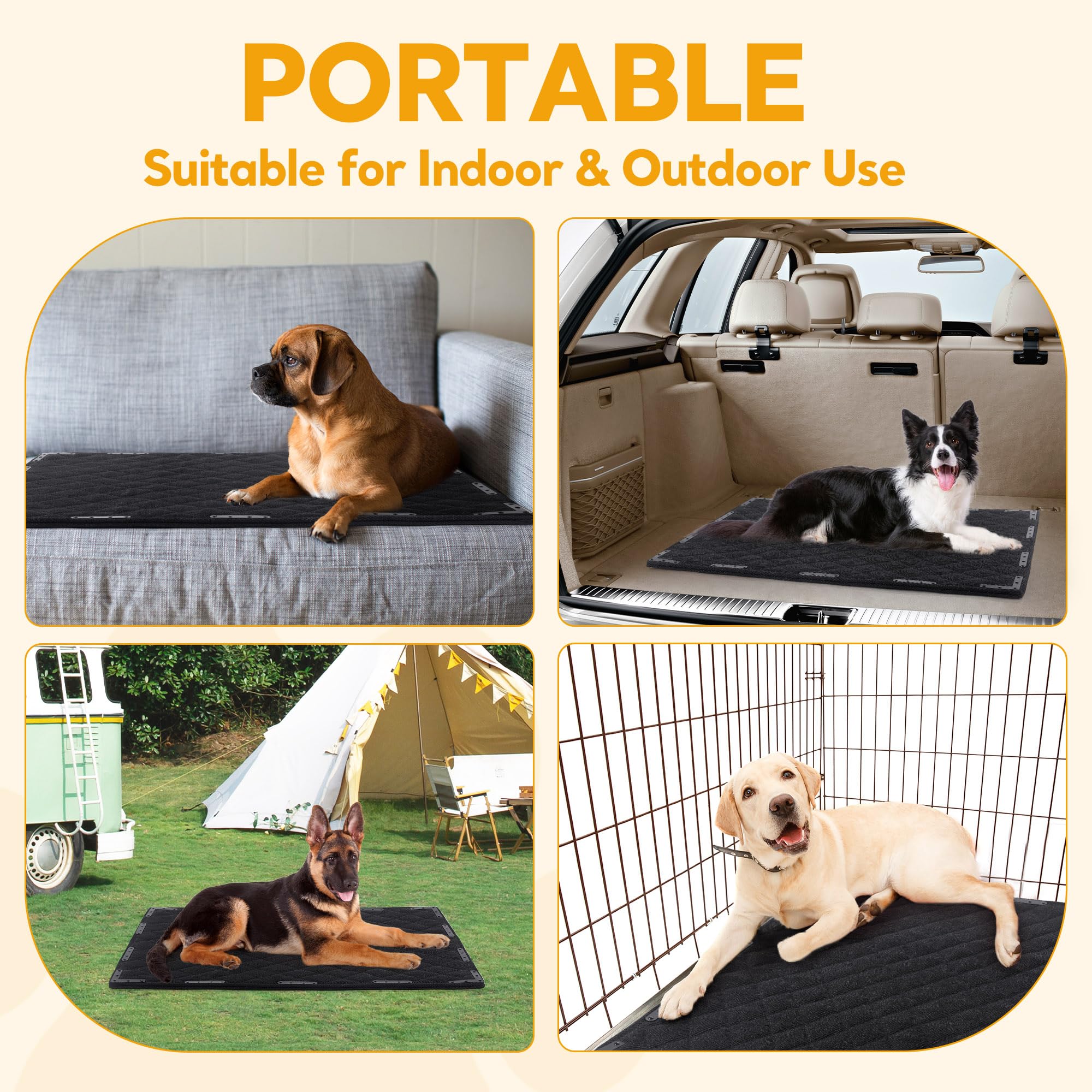 HOMBYS chew-proof dog bed mat waterproof fabric withstands spills and muddy adventures.