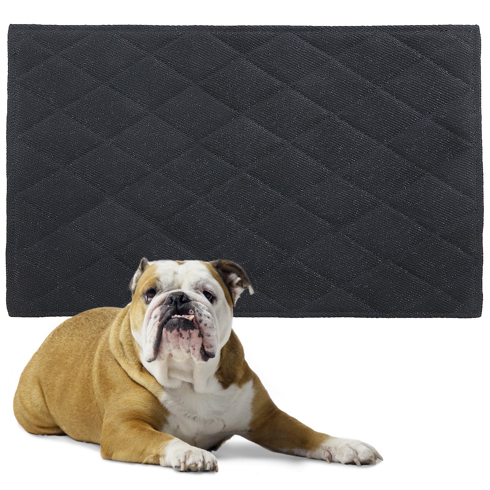 HOMBYS chew-proof dog crate pad top view showing durable construction for long crate sessions.