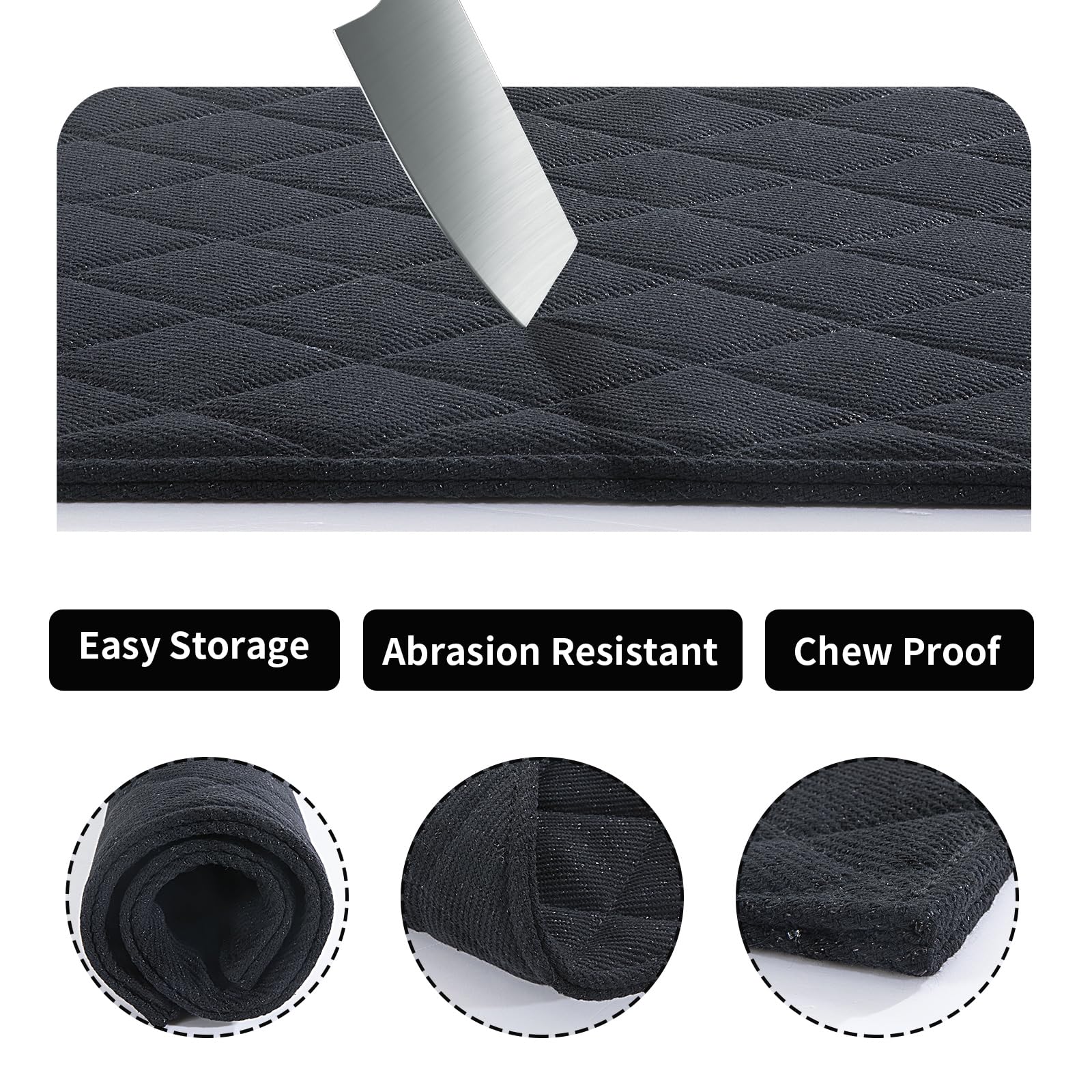 HOMBYS chew-proof dog crate pad waterproof layer close-up highlighting spill resistance.