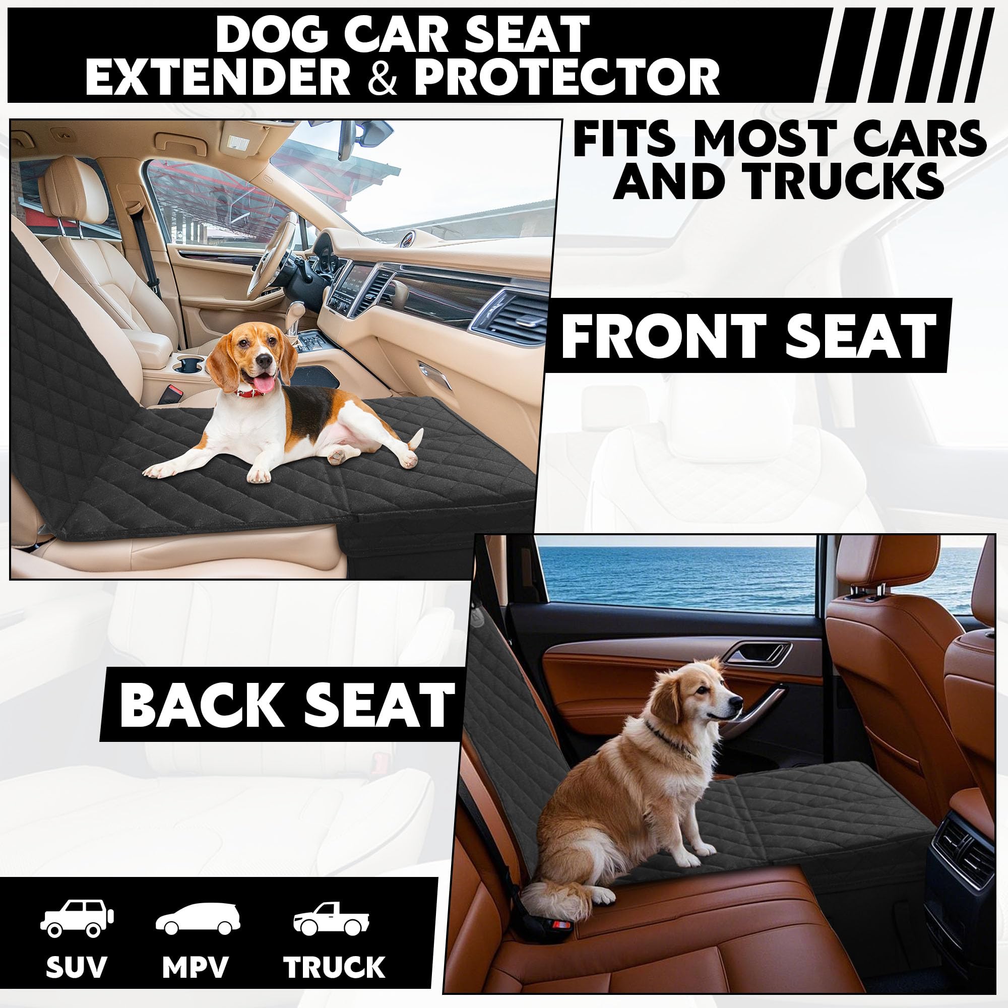 HOMBYS dog car seat extender easy-install clips simplify setup