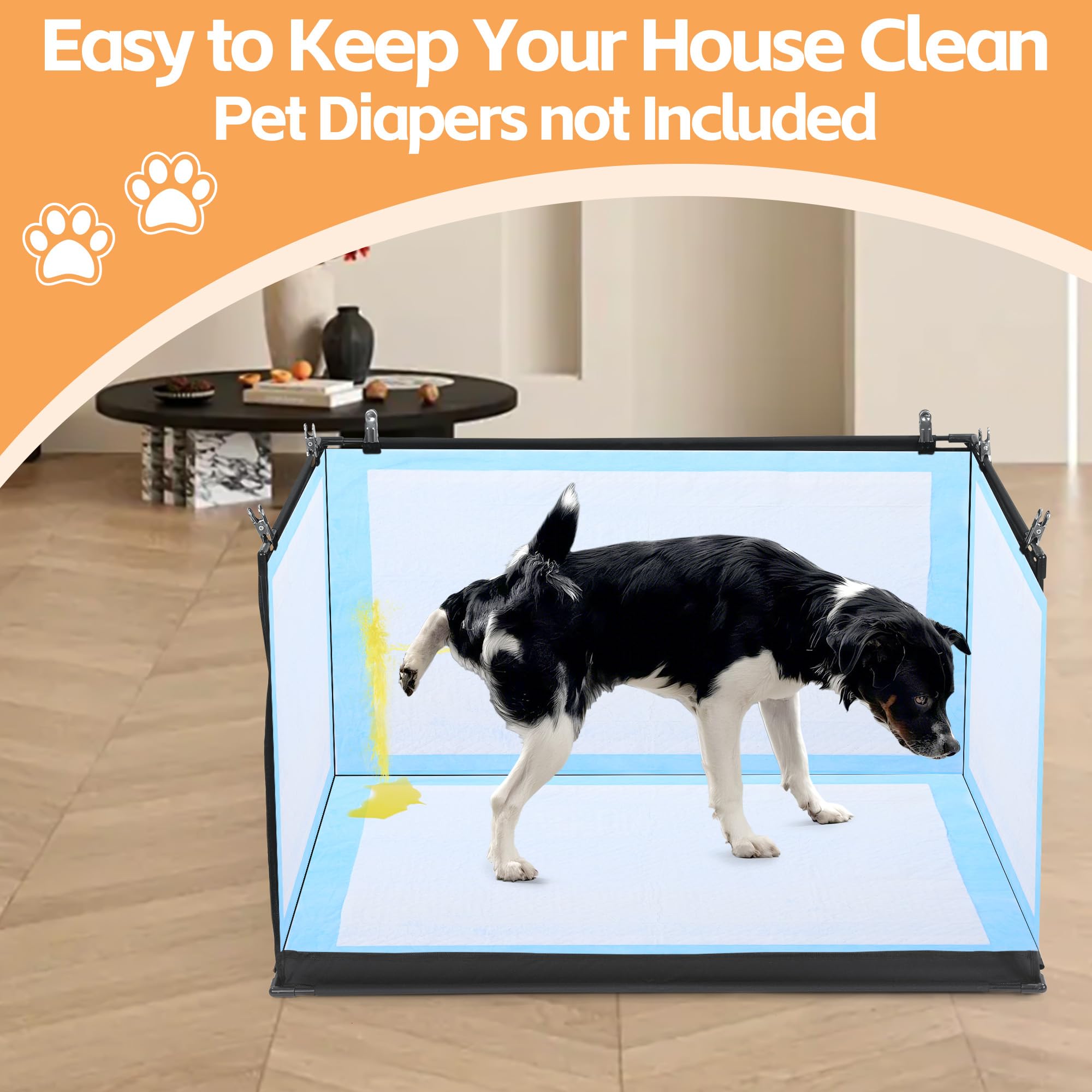 HOMBYS dog-pee-pad-holder no-spill-walls highlights wall protection during use.
