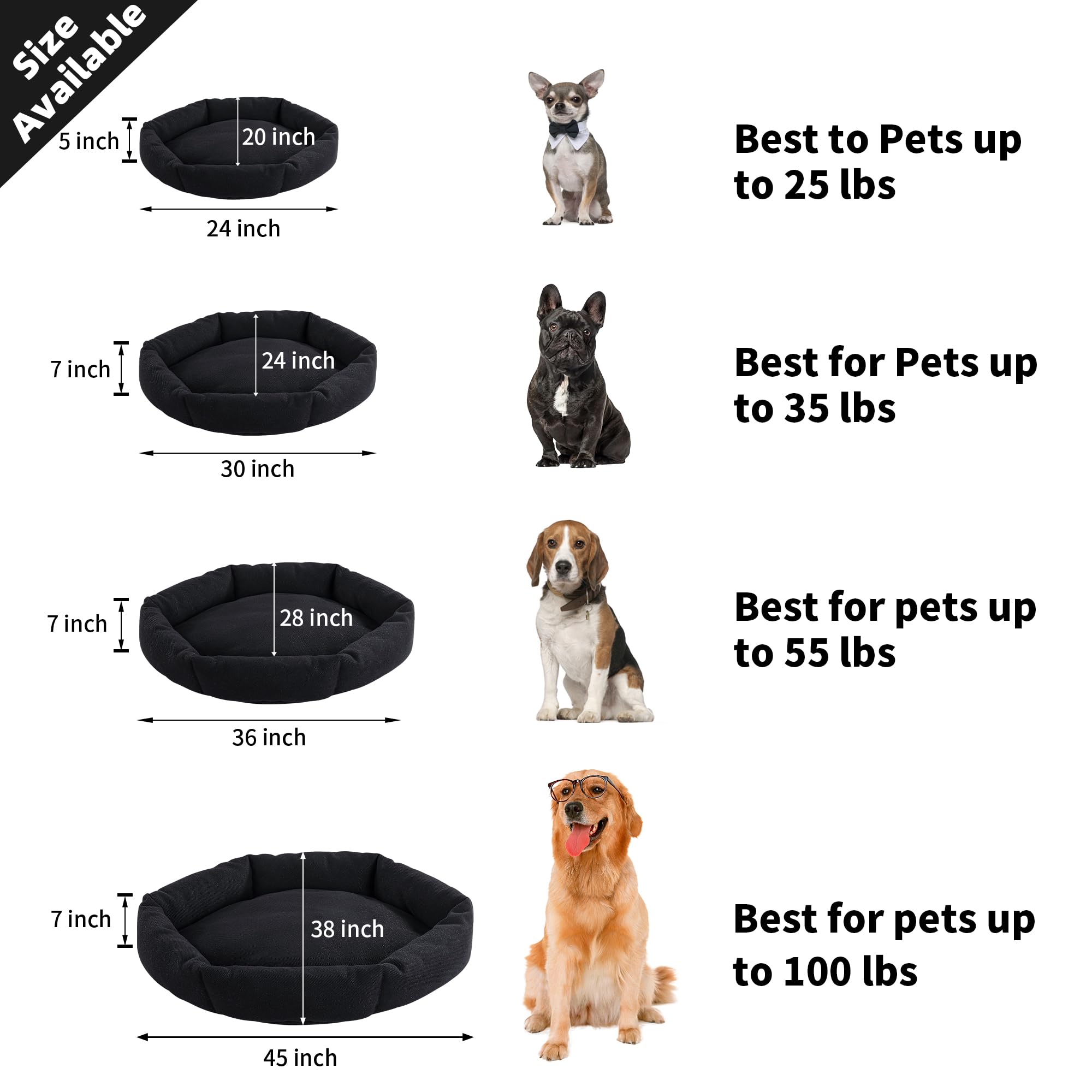 HOMBYS indestructible bed large dog on bed shows supportive round design.