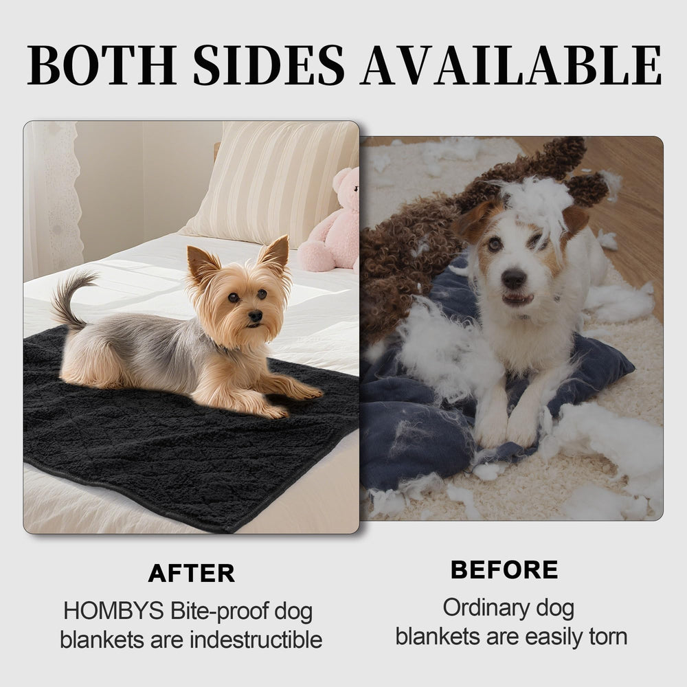 HOMBYS indestructible chew-proof dog blanket closeup fleece highlights texture and bite resistance.
