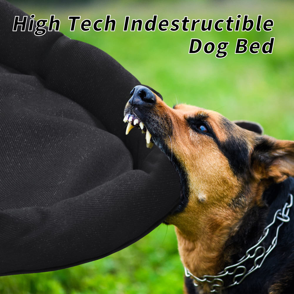 HOMBYS indestructible dog bed chew-proof fabric demonstrates durability for aggressive chewers.