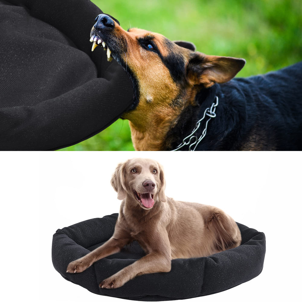 HOMBYS indestructible round dog bed close view shows chew-proof fabric for tough chewers.