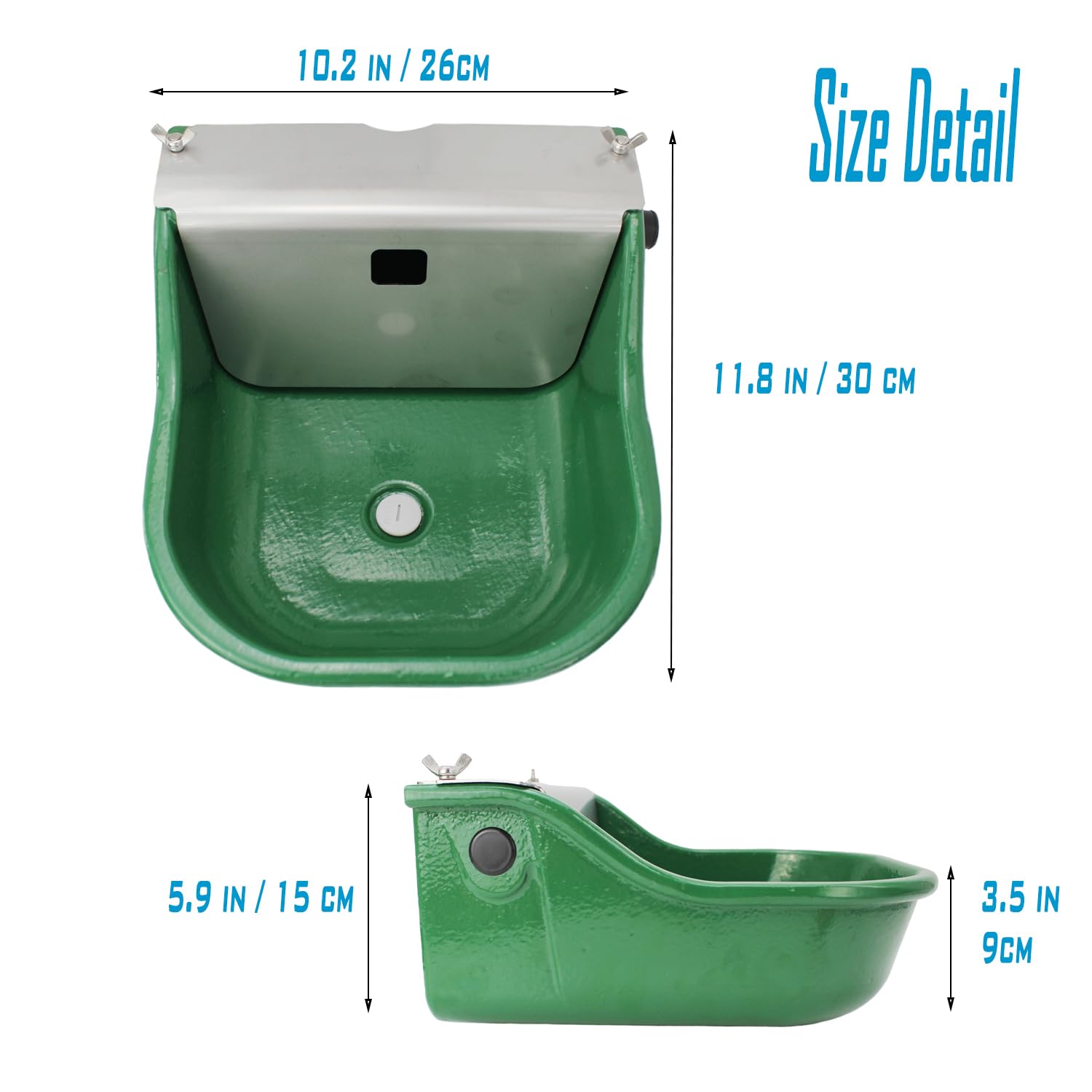 Homcare automatic stock waterer green powder-coated finish resists weathering