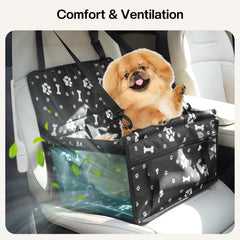 Homcolorful dog car seat back view showing seat fits front or back seat