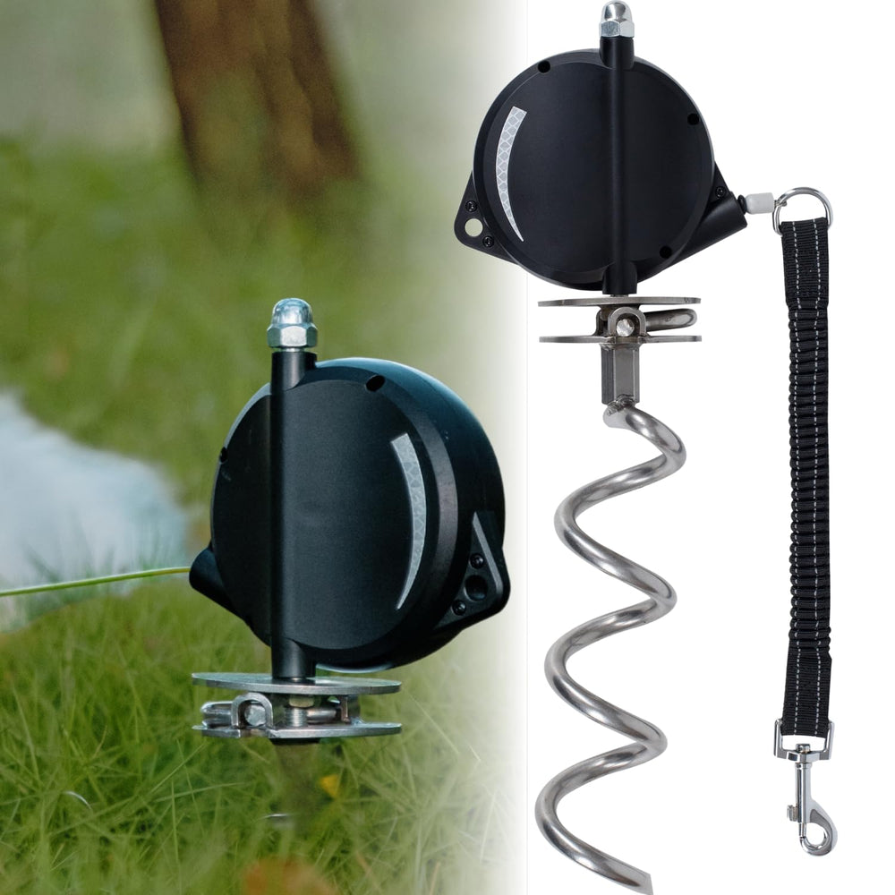 Home in Bold heavy-duty retractable dog tie-out cable for outdoor use with broad roaming range.