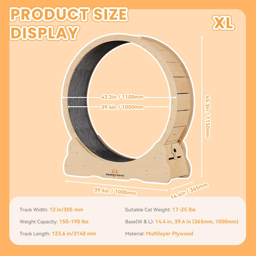 Homegroove cat exercise wheel easy-clean scratch pad simplifies maintenance.