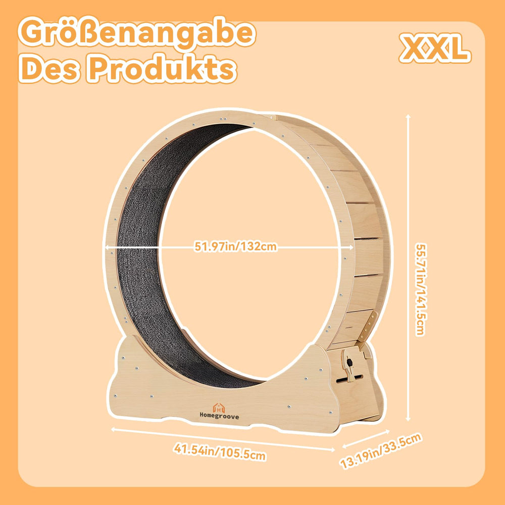 Homegroove Cat Wheel removable scratch pad for quick cleaning after play.