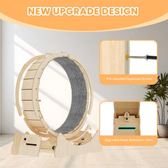 Homegroove wooden-frame cat wheel with natural wood finish blends with home decor.
