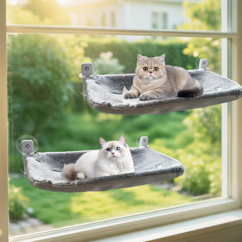 Homegroove cat window perch foldable-frame offers sturdy lounging support