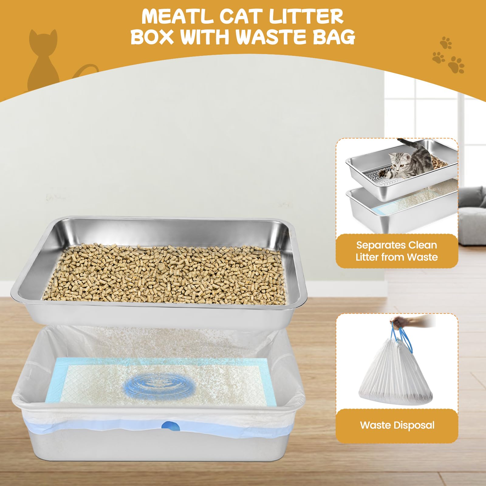 Homegroove extra large litter box with urine pads for odor control and easier cleanup
